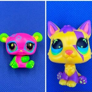 Littlest Pet Shop LPS Panda & Cat 272 G7 Black Light Blind‎ Collectible Diamond